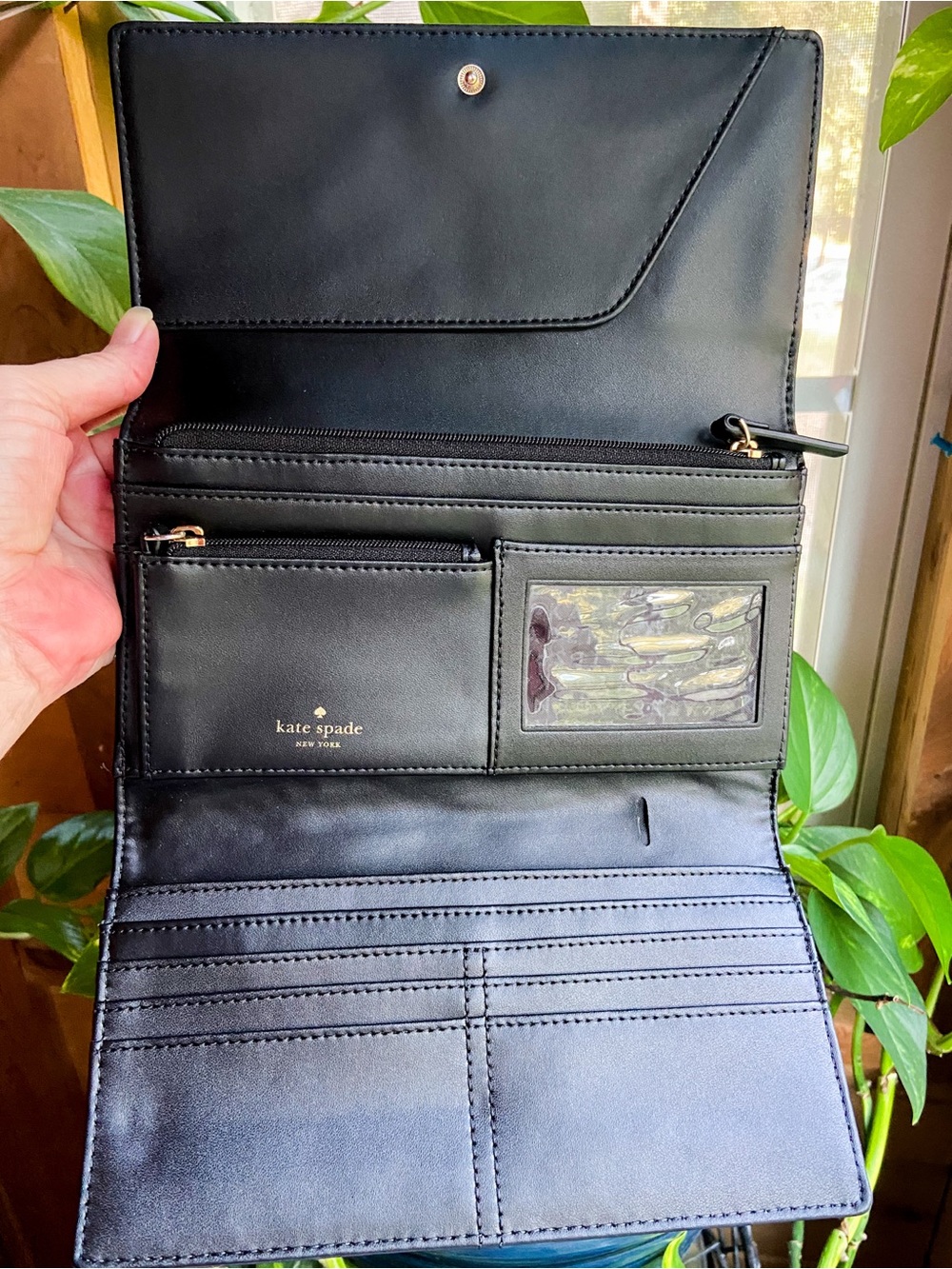 Kate Spade Bristol Drive Croc Phoenix Travel Wallet Black-Organizer Tri-Fold EUC